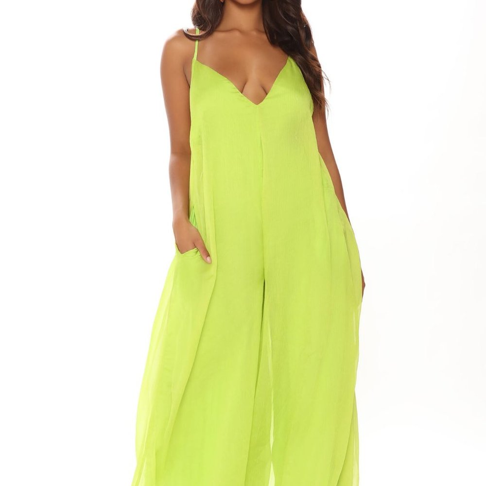 Sexy Citrus Lime Green Backless Jumpsuit